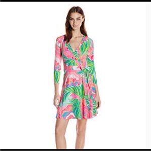 Lilly Pulitzer Emilia Wrap Dress Serene Blue Paradise Bound.  Size XS.